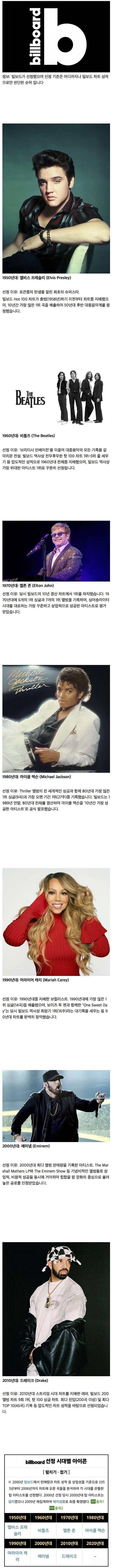 빌보드가 선정한 시대별 아이콘 | 인스티즈