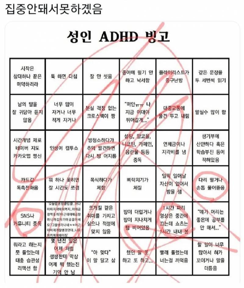 [잡담] 이거 웬만하면 해당인데 ADHD야? | 인스티즈