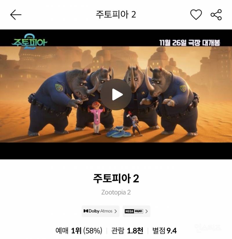시사회에 이어서 실관람객 평까지 터졌다는 <주토피아 2> | 인스티즈