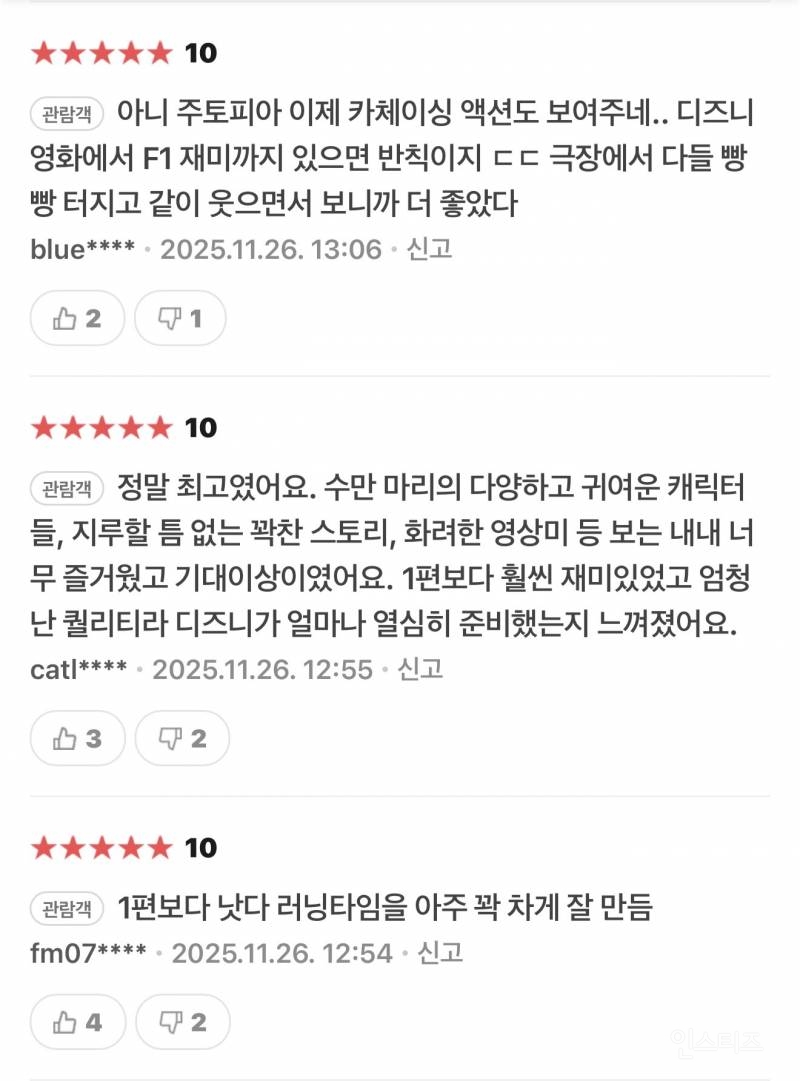 시사회에 이어서 실관람객 평까지 터졌다는 <주토피아 2> | 인스티즈