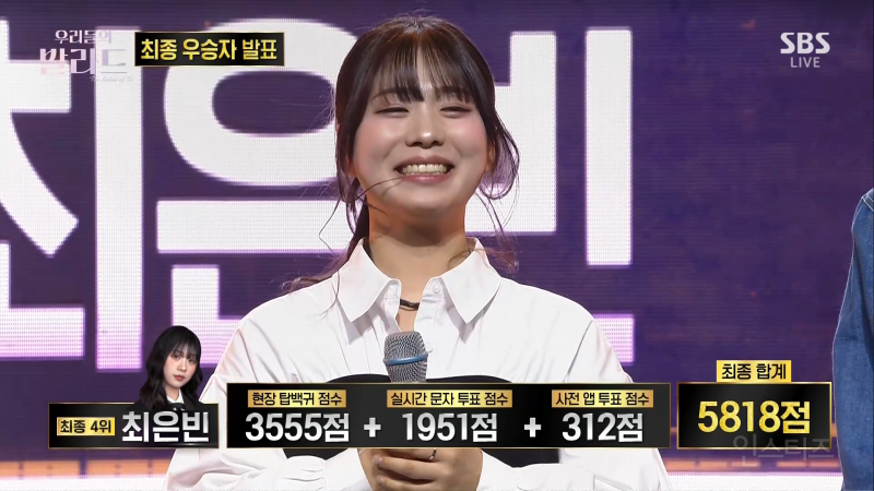 방금 파이널 생방송 끝난 SBS 발라드 오디션 <우리들의 발라드> 최종 순위 | 인스티즈