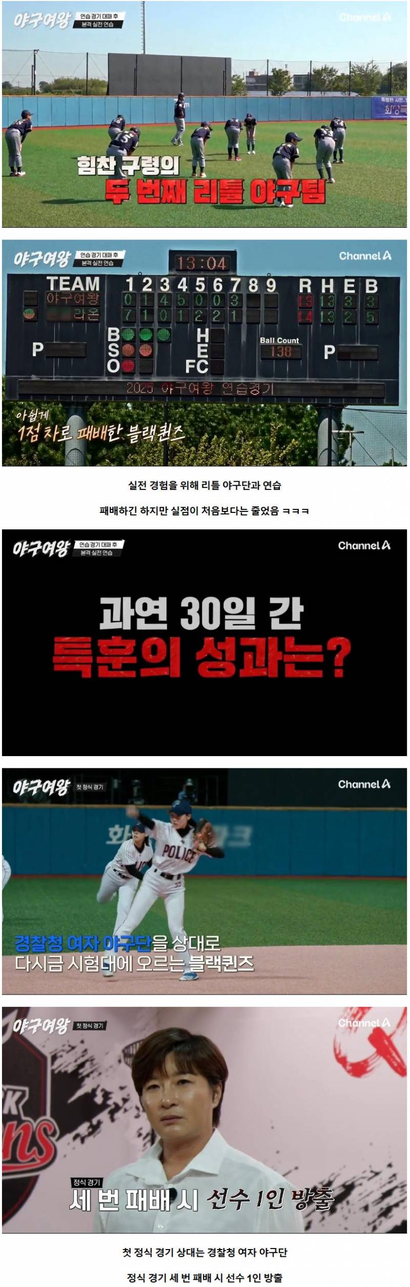 연습경기 36대0으로 처참하게 패배한 야구여왕 블랙퀸즈 ㄷㄷ | 인스티즈