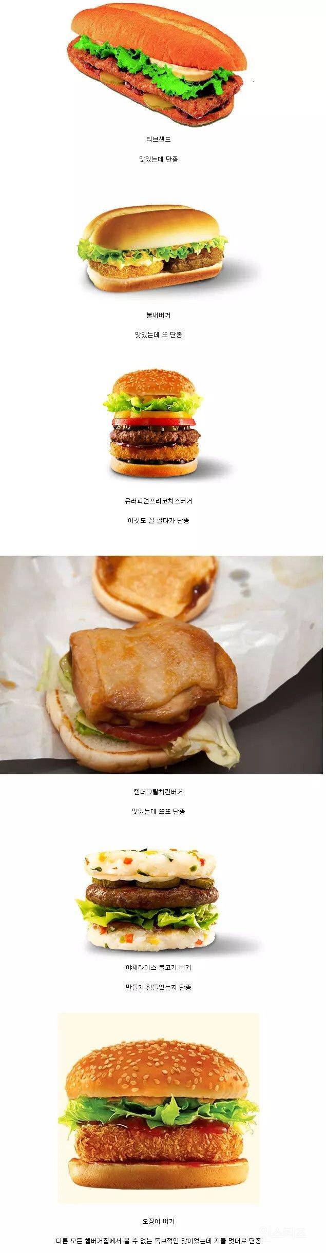 롯데리아에서 단종된 버거들 | 인스티즈