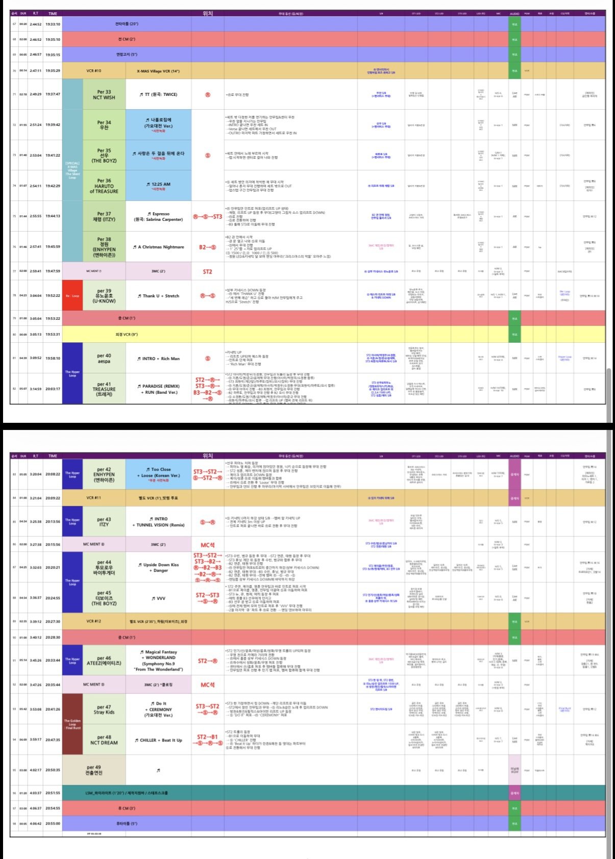 [잡담] 가요대전 큐시트 | 인스티즈