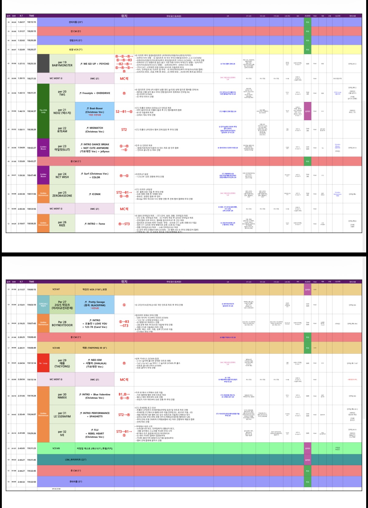 [잡담] 가요대전 큐시트 | 인스티즈