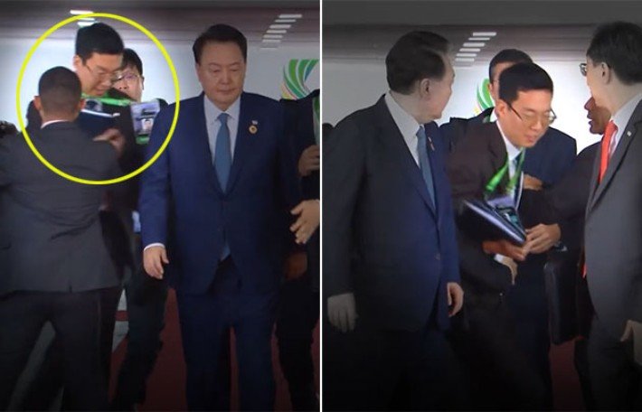 윤석열 대통령 뒤에서 수행원 몸싸움…G20에서 무슨 일? | 인스티즈