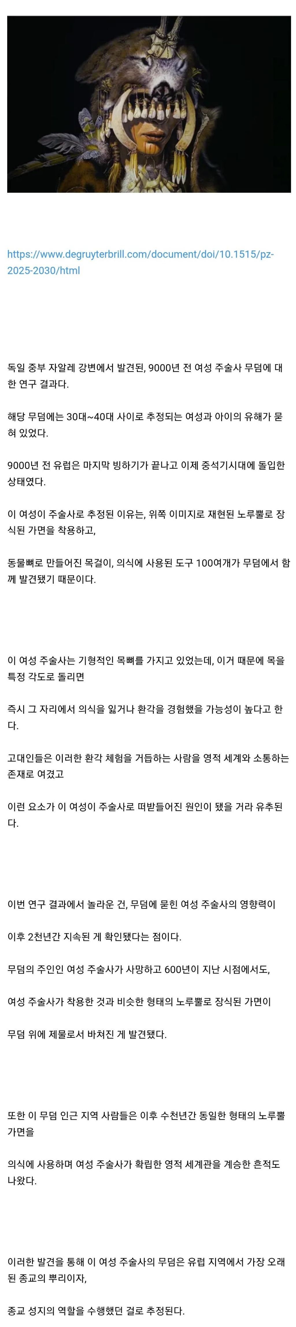독일에서 발견된 9,000년 전 주술사의 가면 재현도 | 인스티즈
