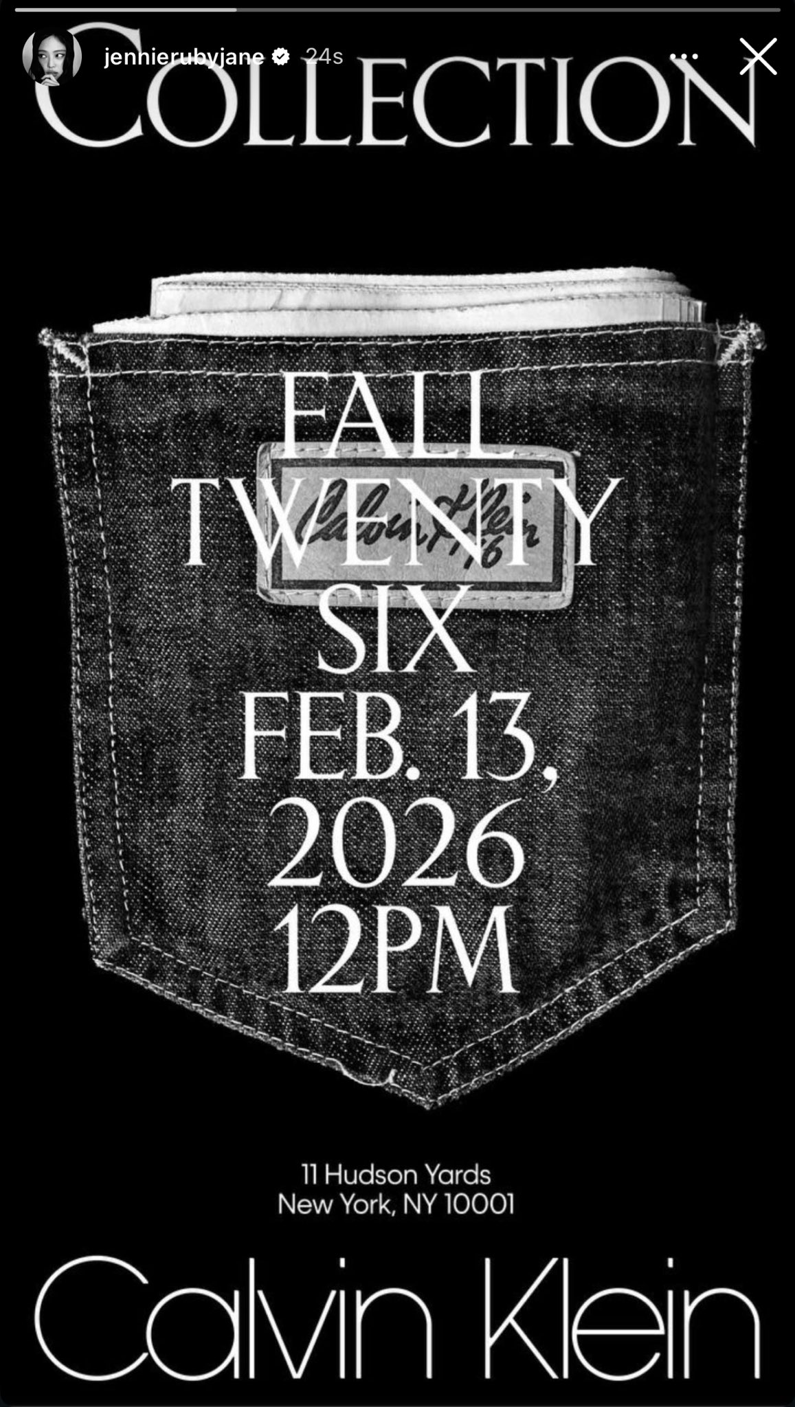 [잡담] 제니 내일 캘빈 클라인 쇼 나온대 | 인스티즈