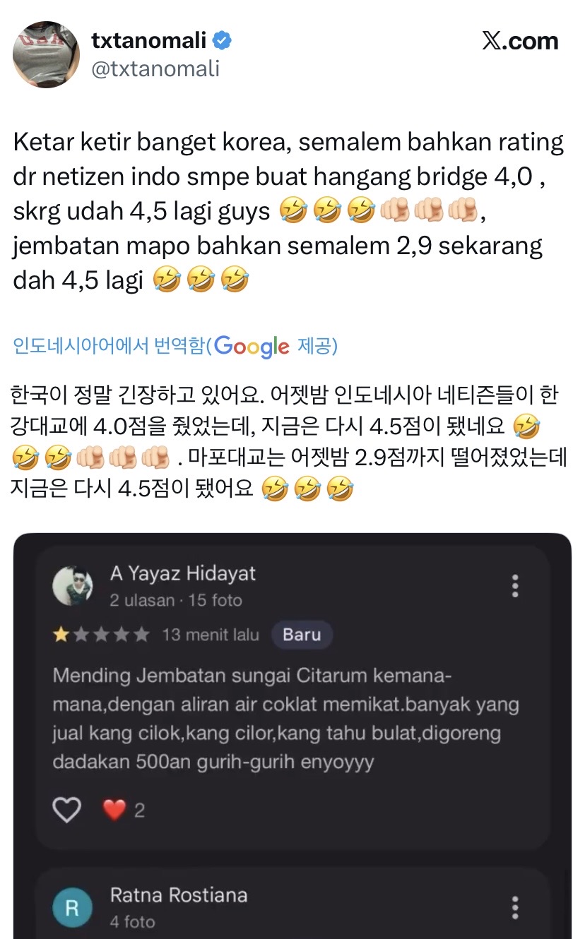 [잡담] 현재 한국 다리에 리뷰테러중 | 인스티즈