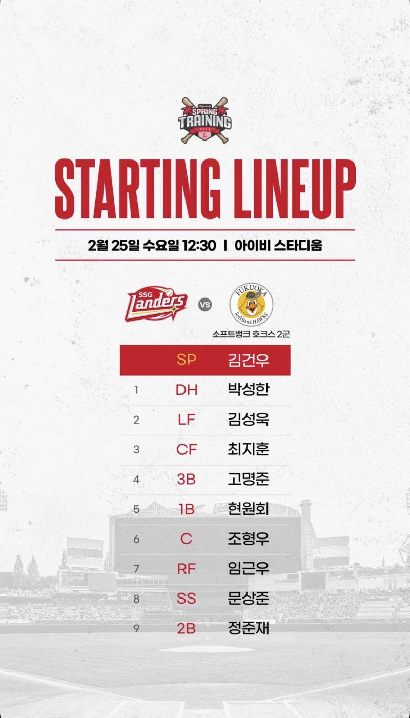 [잡담] vs 소프트뱅크 호크스 2군 경기 라인업 | 인스티즈