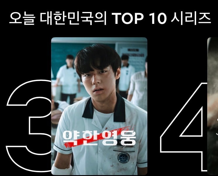 [잡담] 오늘 넷플릭스 약한영웅 TOP 10 3위 | 인스티즈