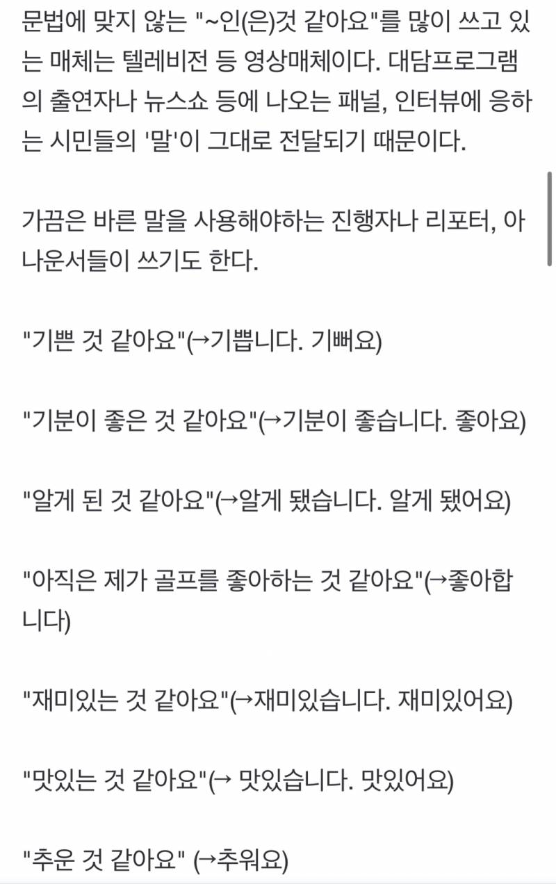 [잡담] 진짜 "인것 같아요" 이거 너무 씀 | 인스티즈