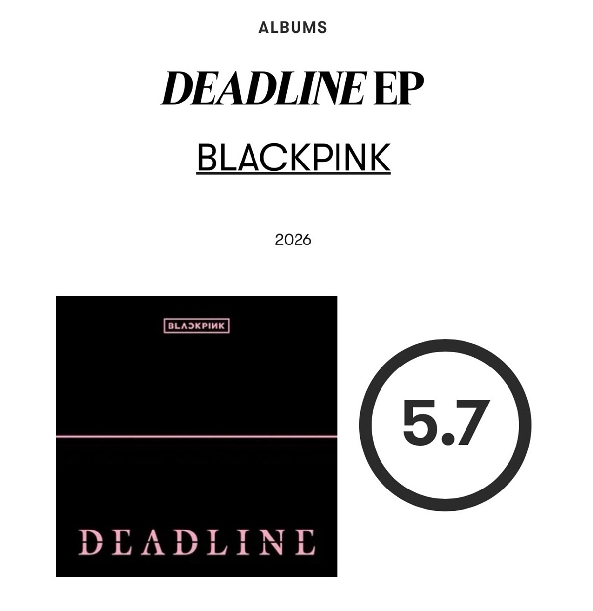 [정보/소식] 블랙핑크 미니앨범 DEADLINE 피치포크 점수 공개 | 인스티즈