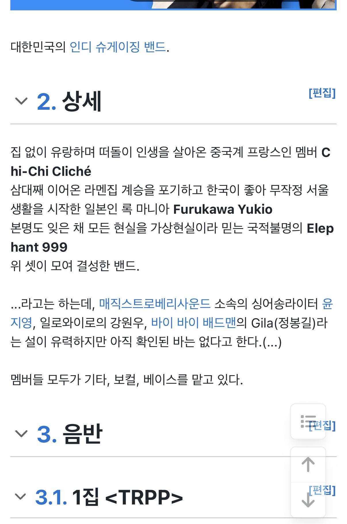 [잡담] 평소 즐겨듣던 밴드 나무위키 보는데 당황스럽네ㅋㅋㅋㅋ | 인스티즈