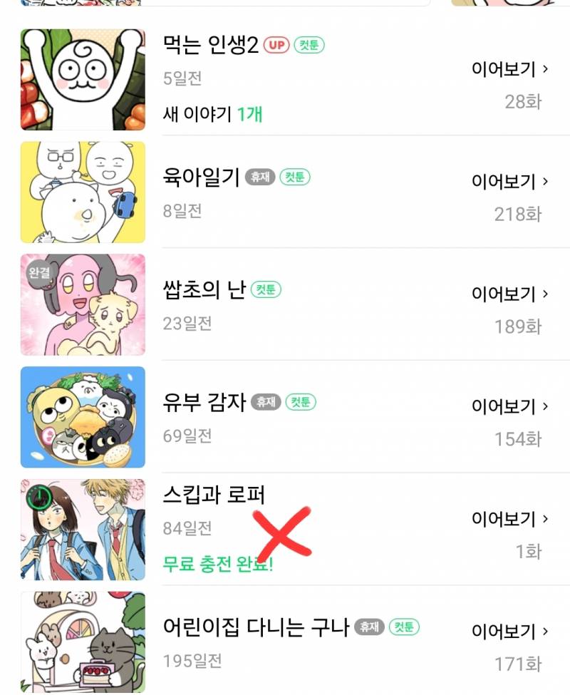[잡담] 난 일상툰만 보는데 지금 1개밖에 안남음.. | 인스티즈