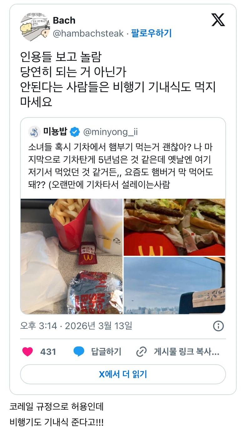 현재 𝙅𝙊𝙉𝙉𝘼 맞고있는 기차 햄버거 민폐 논란..JPG | 인스티즈