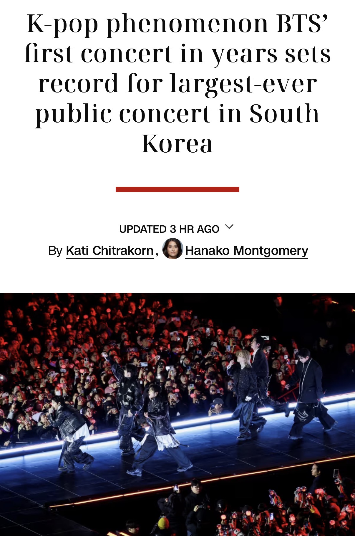 [정보/소식] cnn 공식기사 bts 한국 역대 최대 규모의 오프 공연으로 보도 중 | 인스티즈