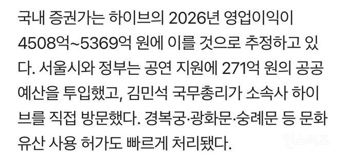 방탄 광화문 공연에 투입된 대한민국 정부 예산 규모 | 인스티즈