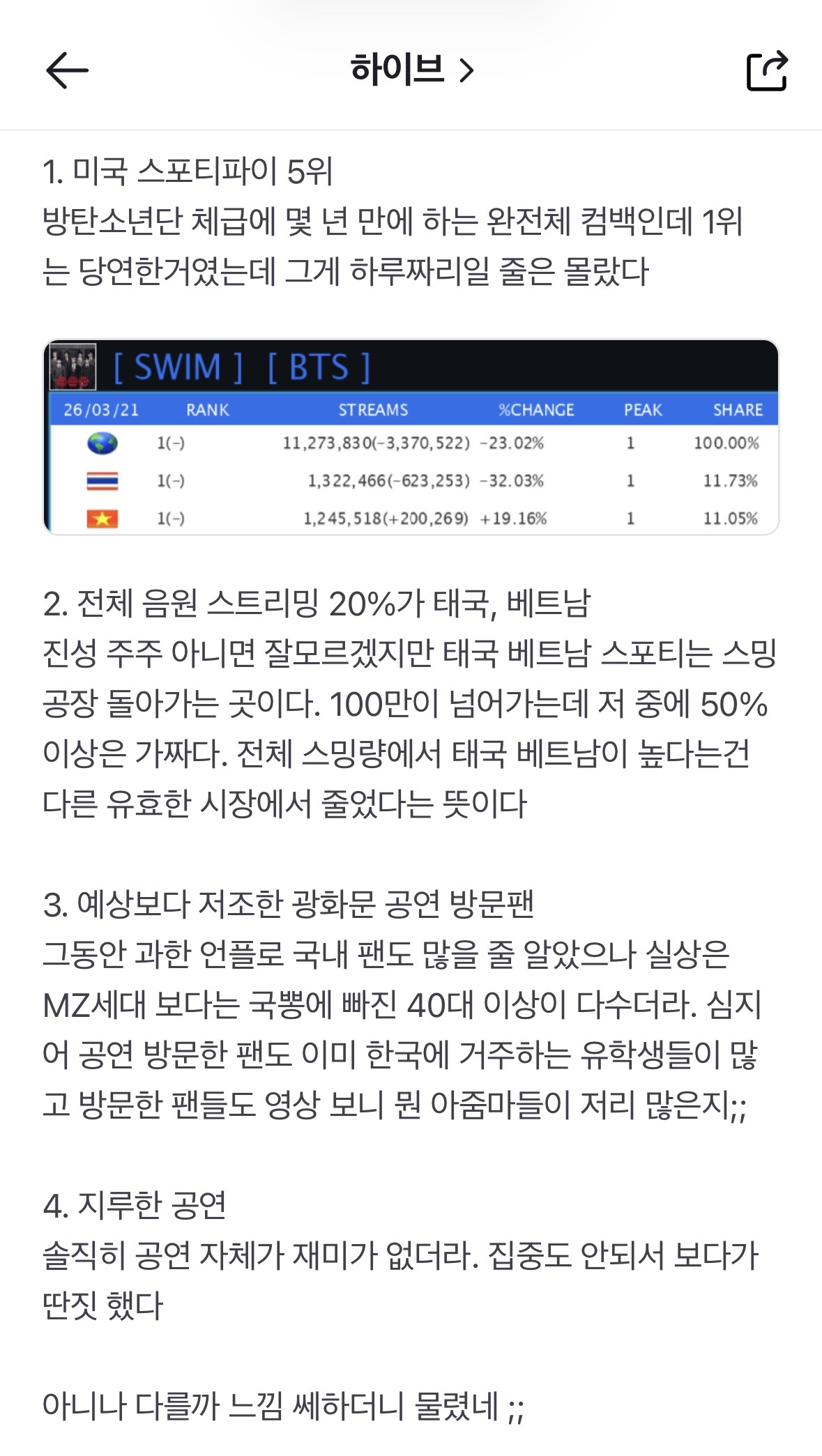 [정보/소식] 아이돌팬들보다 더 분석적이라는 하이브 종토방 방탄 분석 | 인스티즈