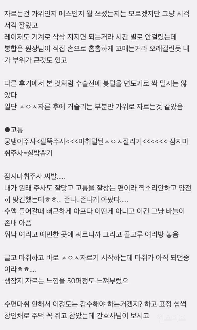 ♀️한 여자의 소중이 수술 후기 | 인스티즈