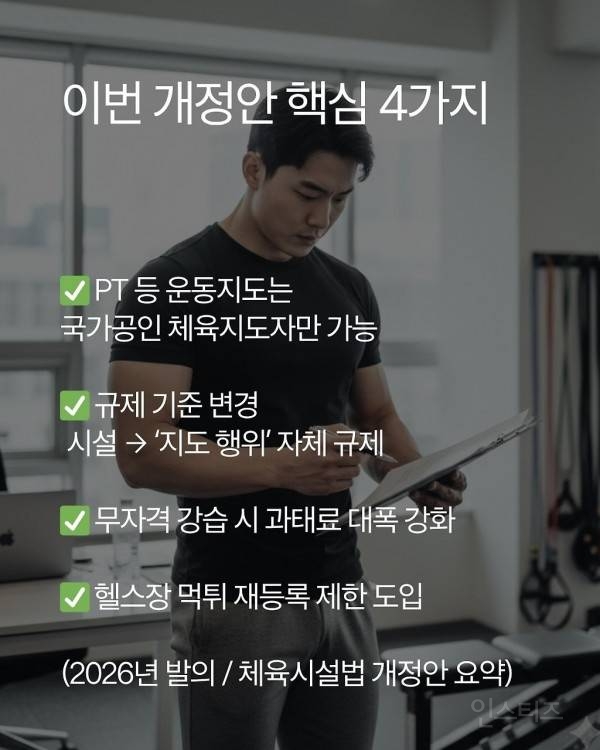 헬스 트레이너 활동시 자격증 필수 법안 발의 | 인스티즈