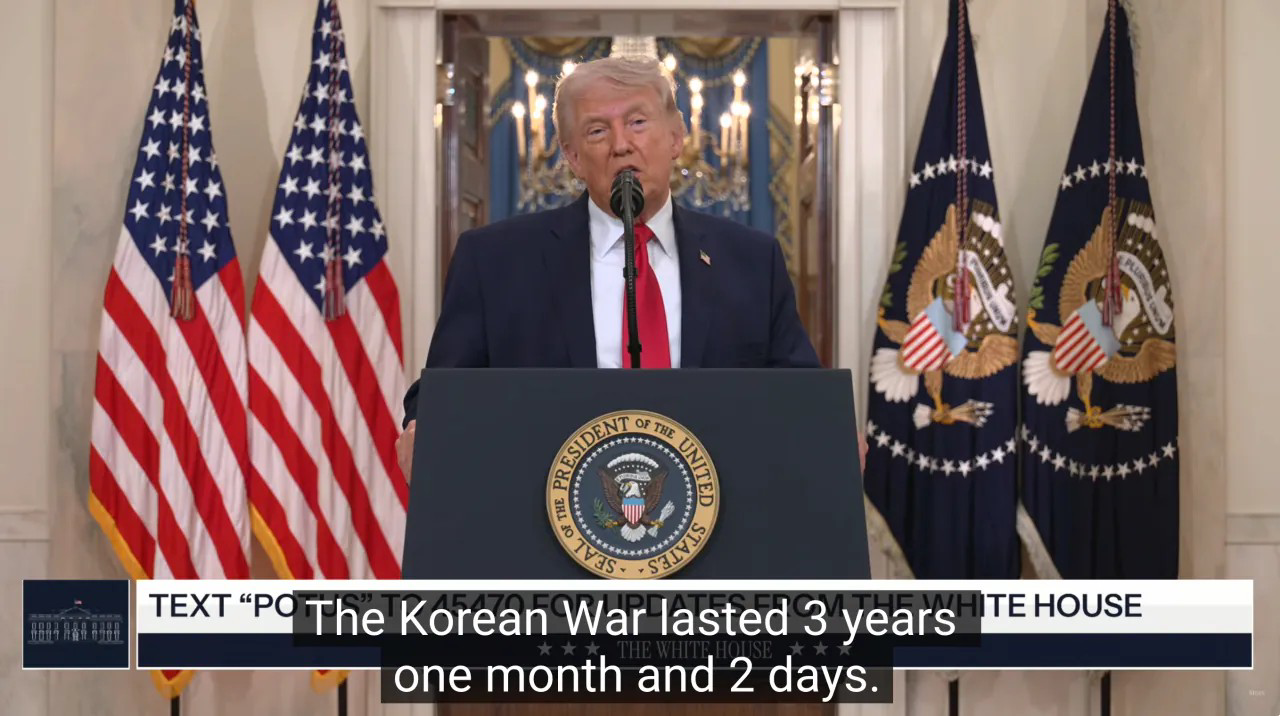 [정보/소식] 트럼프, 대국민 연설에서 한국 전쟁도 3년 걸렸는데 이란은 1달만에 제압 완료했다고 자화자찬에 써먹는 중 | 인스티즈
