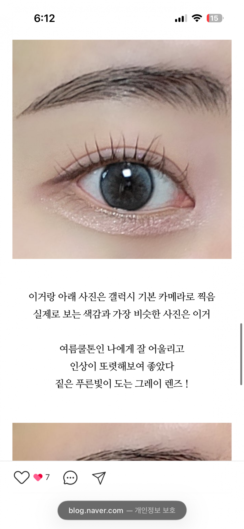 [잡담] 이거 렌즈 하파크리스틴 윙크 돌리 그레이야 블랙이야? | 인스티즈