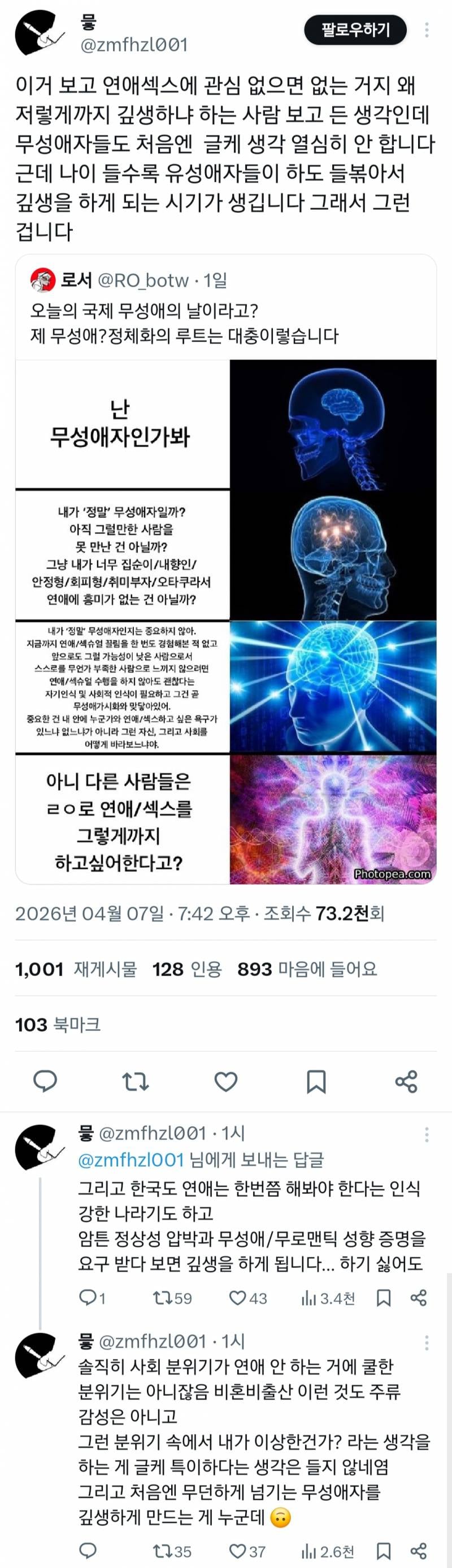[잡담] 이 무성애 트윗 너무 나같아서 신기해ㅋㅋㅋ | 인스티즈