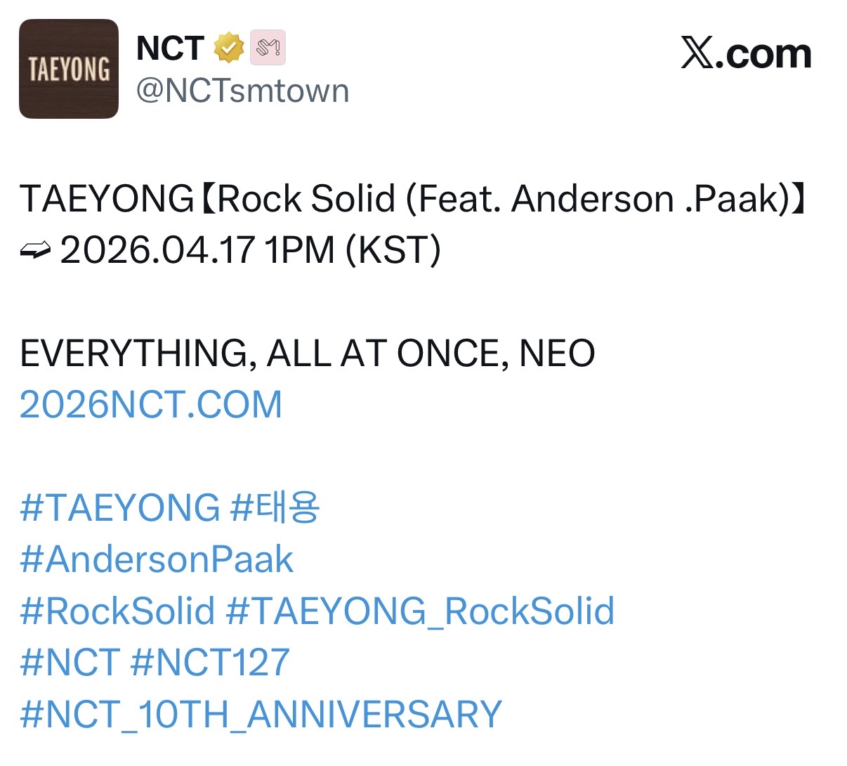 [정보/소식] 엔시티 공계 태용으로 바뀜 | 인스티즈