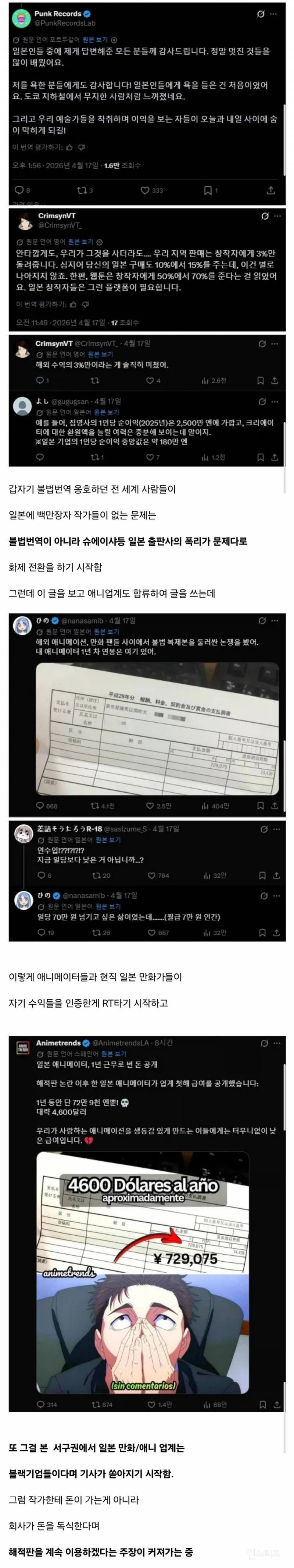 며칠 째 세계대전 수준이라는 불법 번역 논란 .jpg | 인스티즈