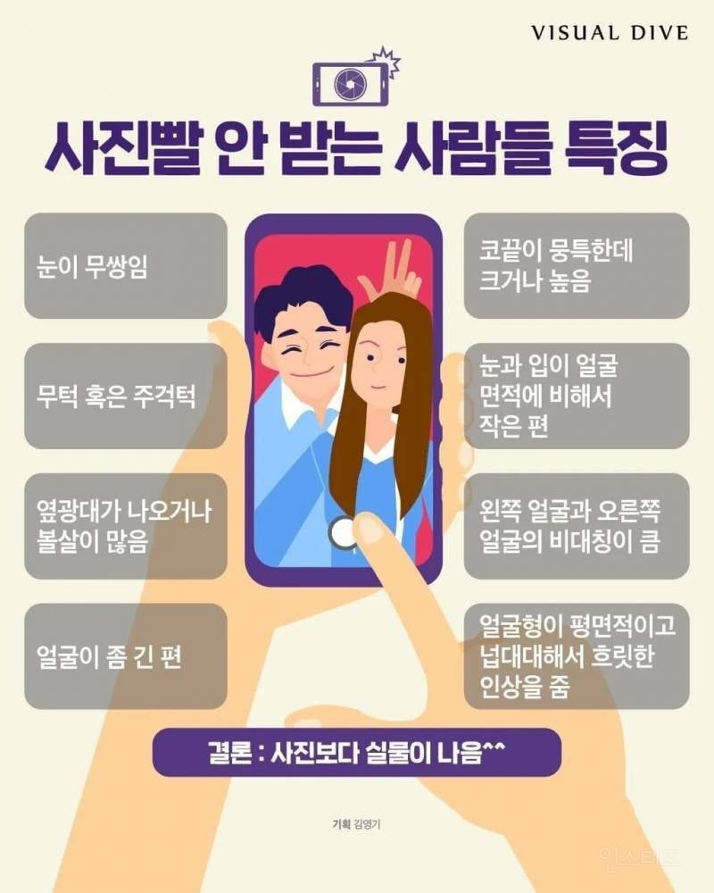 사진빨 잘 안 받는 사람 특징 | 인스티즈