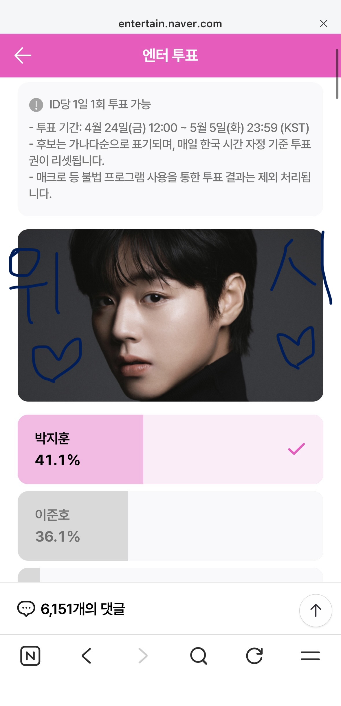 [잡담] 위시팬 박지훈 윤아 투표햇어요 | 인스티즈