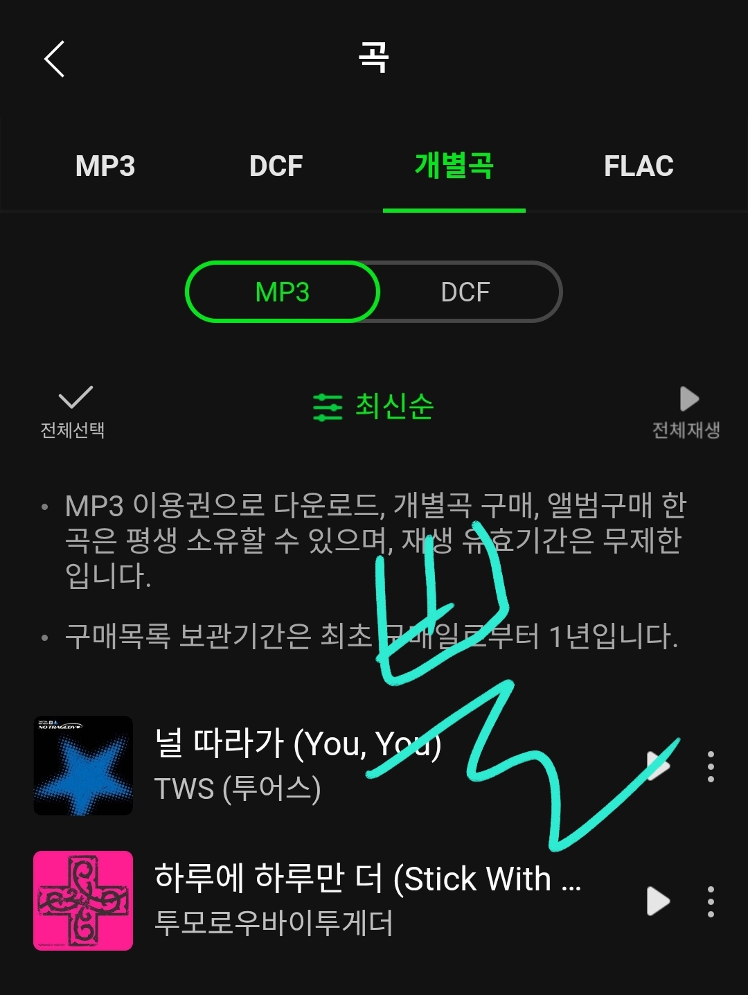 [잡담] 🩷투어스 곡 다운 인증💙 | 인스티즈