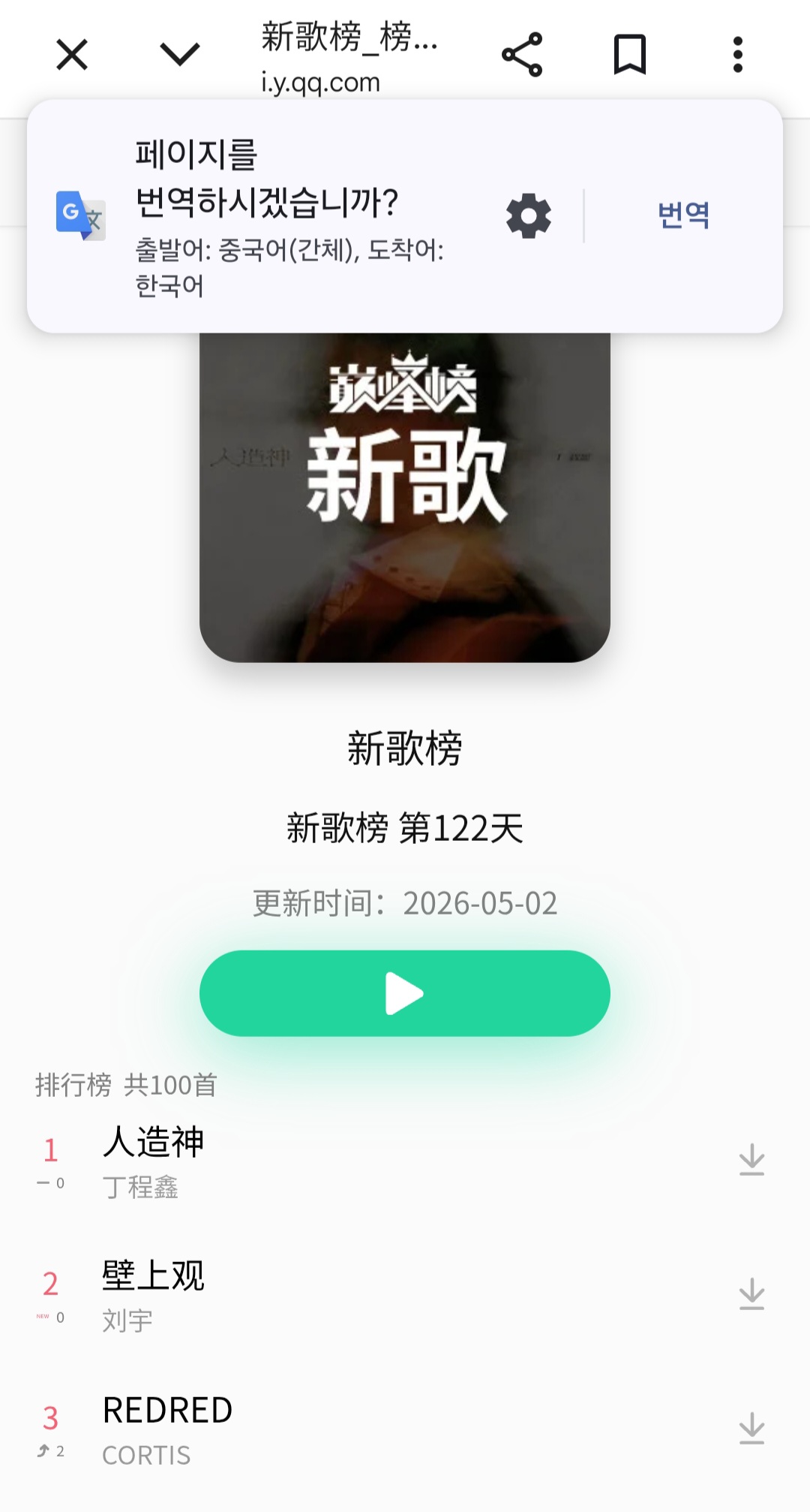 [잡담] 코르티스 중국 QQ 뮤직도 잘되는 중임 | 인스티즈