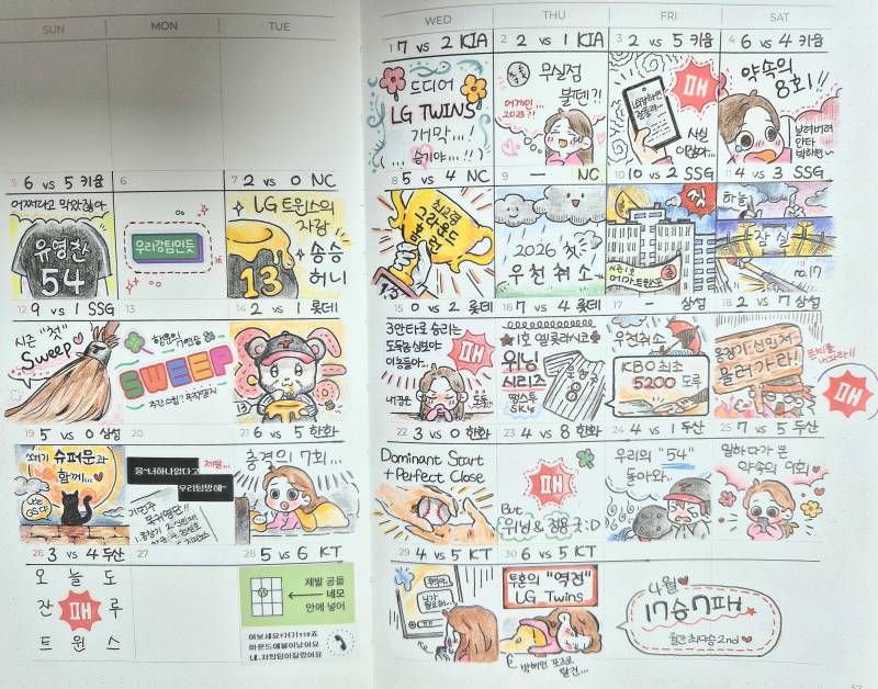 [잡담] 엘트가 4월승률 1등이라고?! 그래서 4월 다이어리 낋였습니다🖤❤️ | 인스티즈
