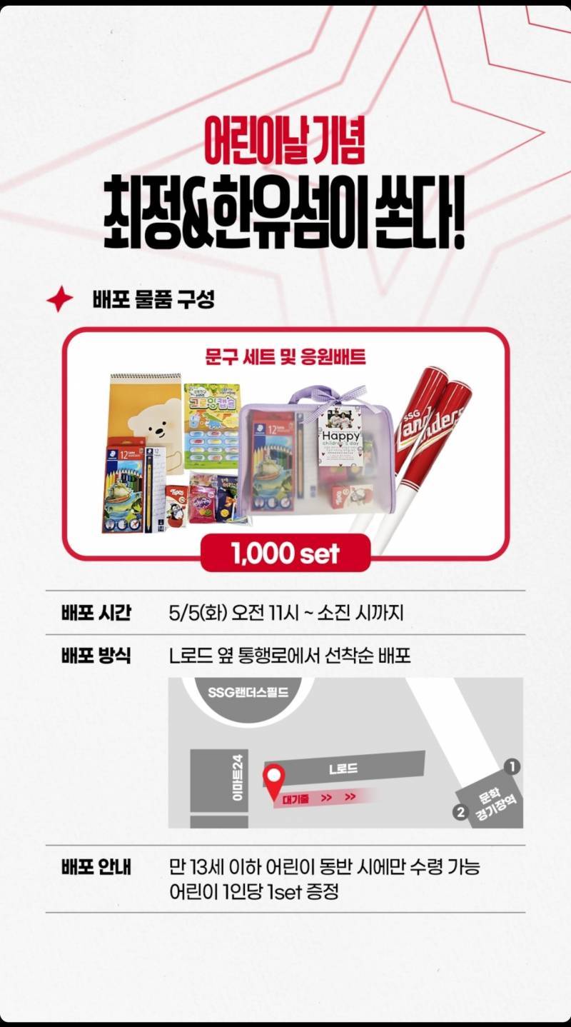 [잡담] 어린이날을 맞이해 어린이 1000명에게 배포할 선물 준비한 최정과 한유섬 | 인스티즈