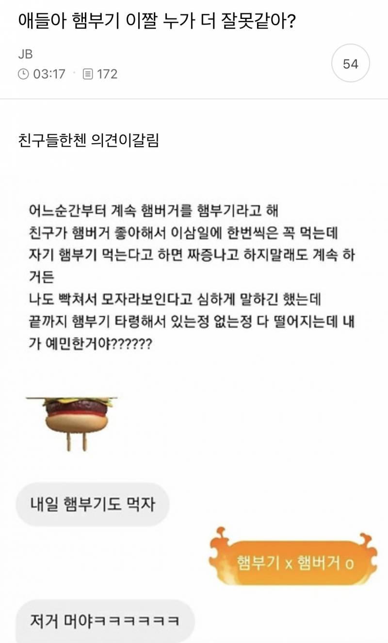 [잡담] 너넨 햄부기짤 누가 잘못이라고 생각함? | 인스티즈