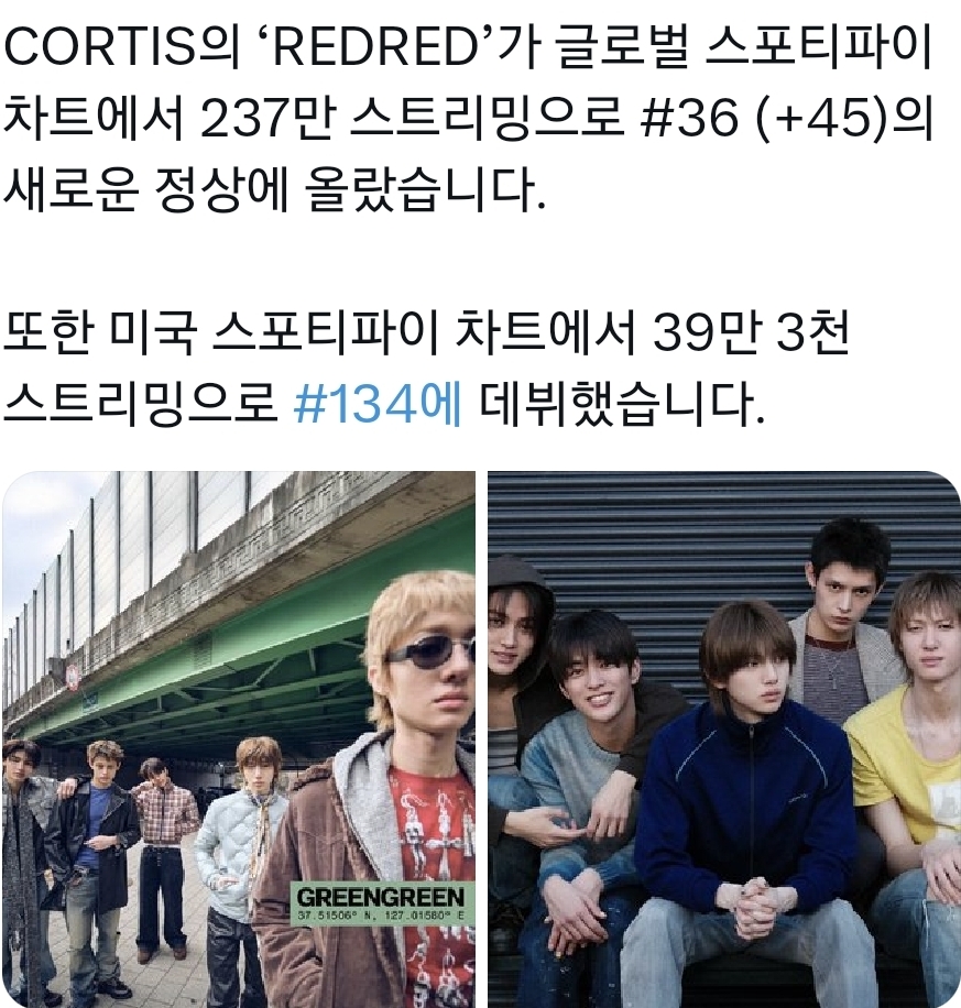 [정보/소식] 미포티 글포티 둘 다 차트인 한 코르티스 | 인스티즈