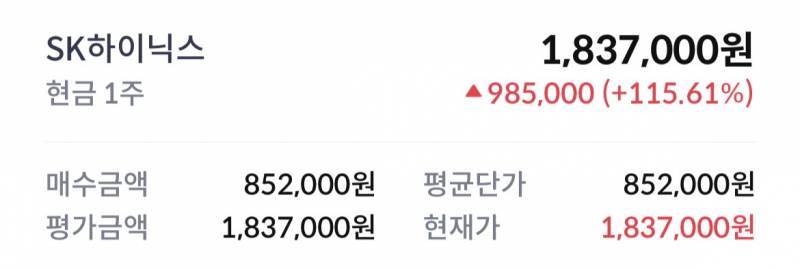 [잡담] 딴 계좌에 사둔 하닉 1주 좀 봐 | 인스티즈
