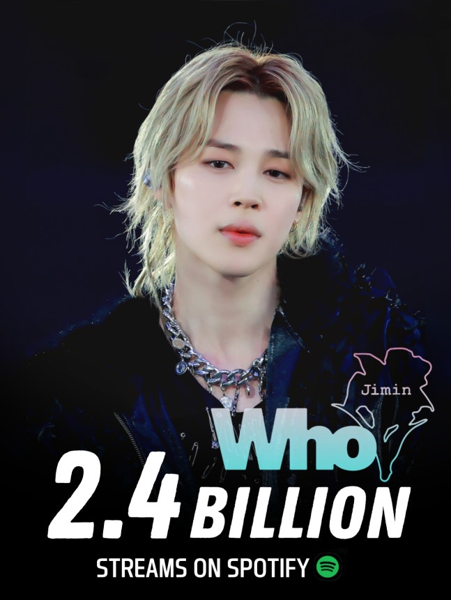 [정보/소식] 방탄소년단 지민 'Who' 스포티파이 24억 스트리밍 달성..눈부신 솔로 커리어 | 인스티즈