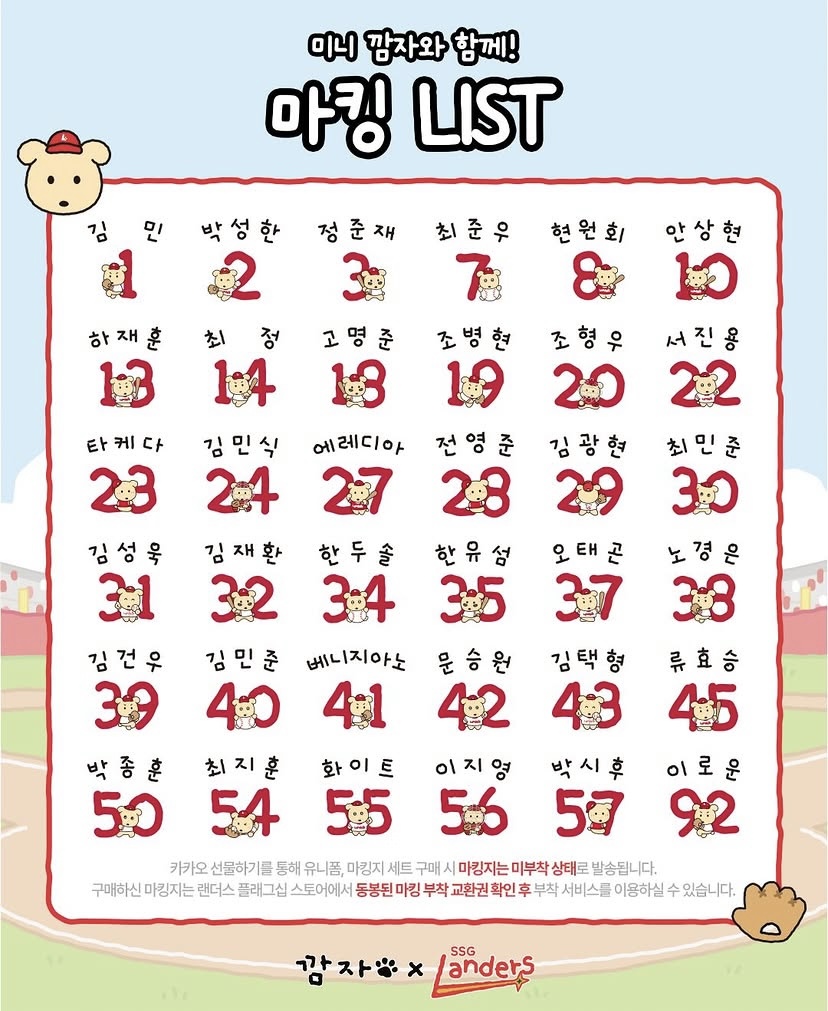 [잡담] 깜자 마킹지 하나하나 선수별로 다 다르게 해 놓은 거 너무 좋다 | 인스티즈