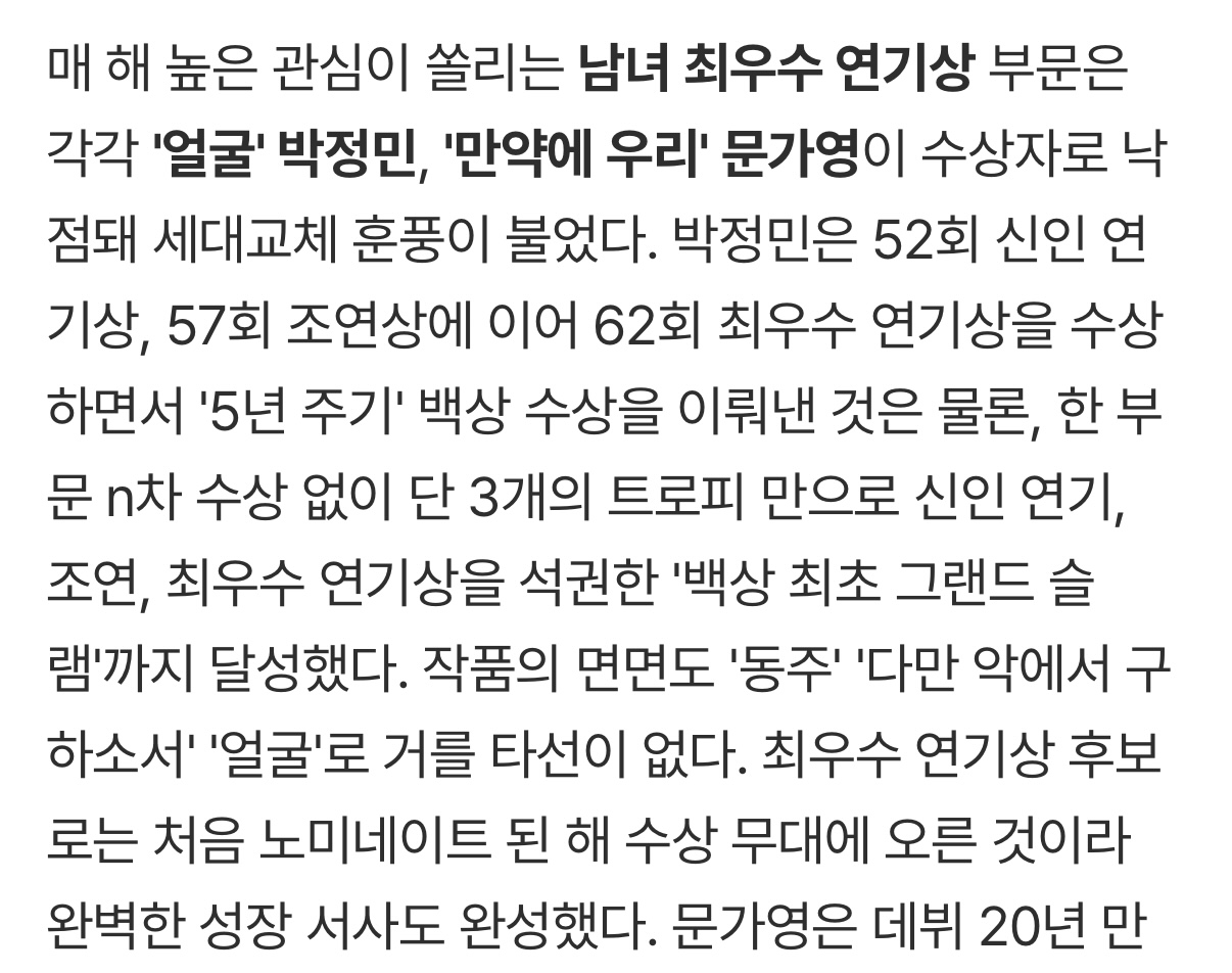 [잡담] 박정민 심사평중에 이부분 팬으로 뽕 찬다 | 인스티즈