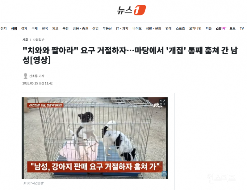 "치와와 팔아라" 요구 거절하자…마당에서 '개집' 통째 훔쳐 간 남성[영상] | 인스티즈
