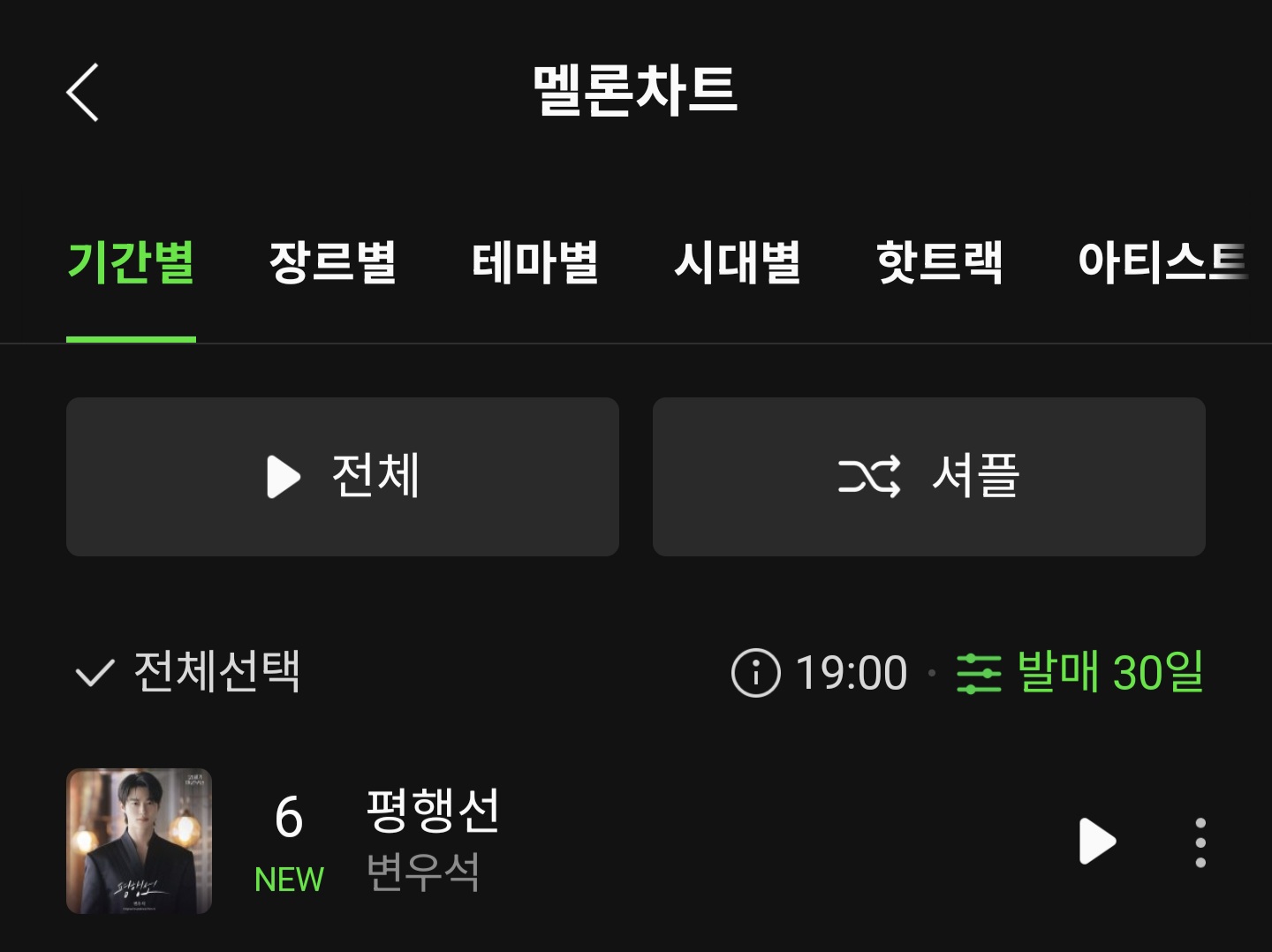 [잡담] 변우석) 평행선 핫백차트 30위(100일), 6위(30일) 진입 7시 | 인스티즈