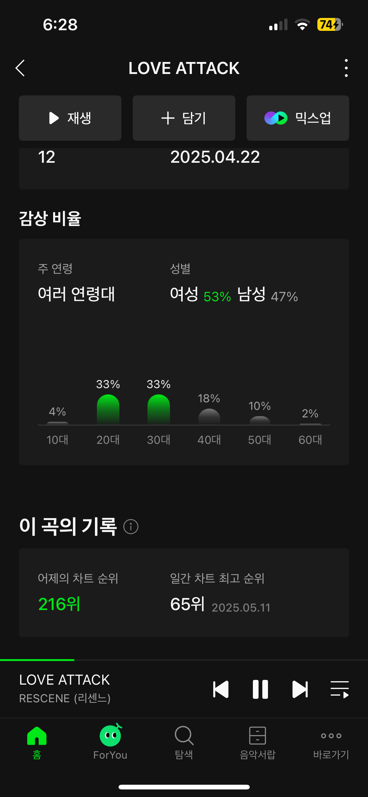 [잡담] 와 리센느 노래 분명 500위권이었는데 | 인스티즈