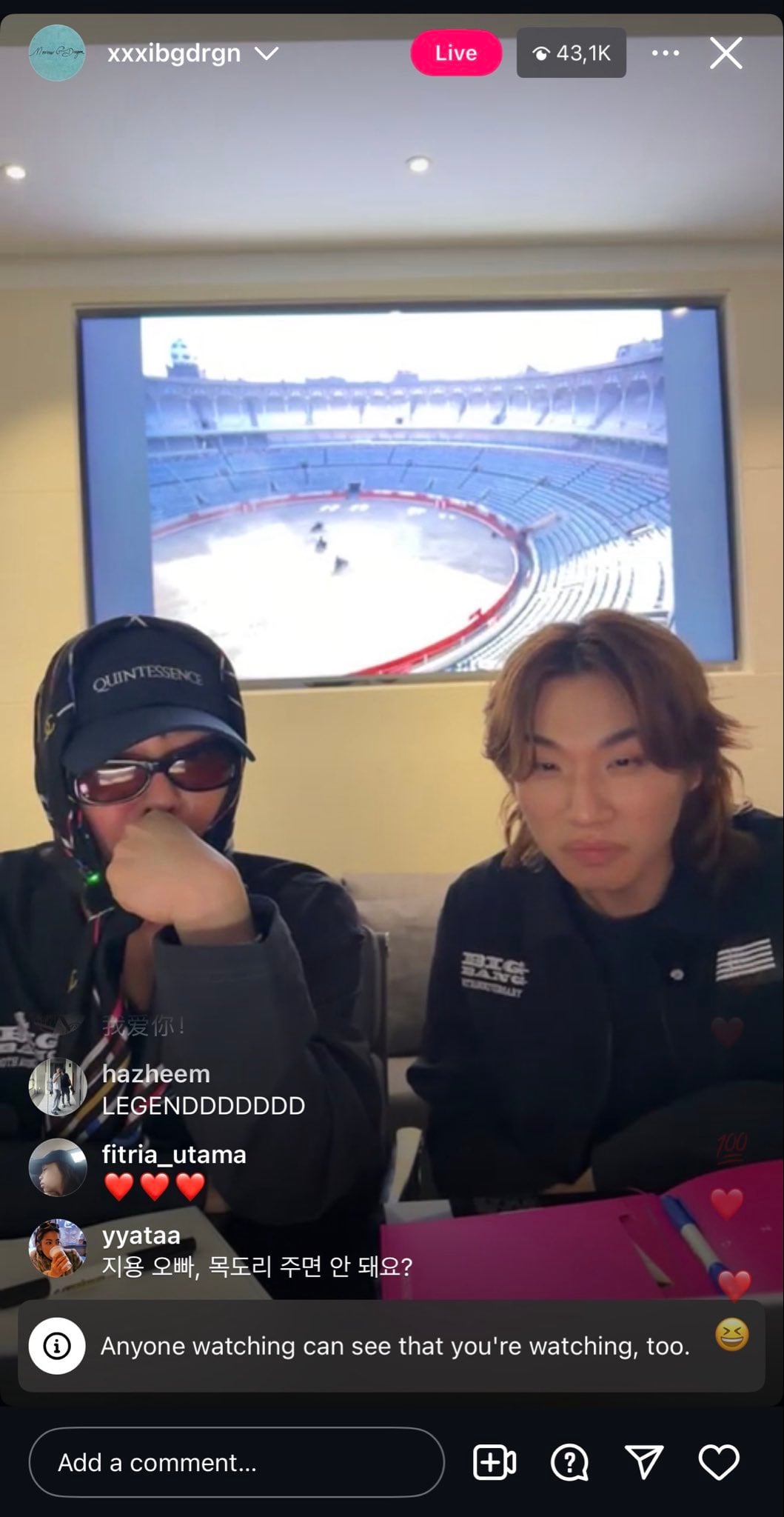 [잡담] 지디 라방에서 태양 뮤비 리액션 영상 찍음ㅋㅋㅋㅋ | 인스티즈