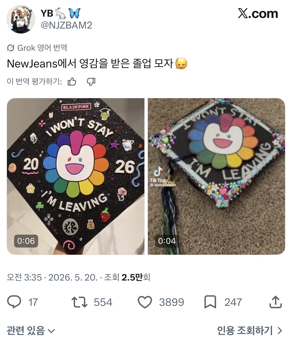 [잡담] 뉴진스로 졸업모자 만들었다는데 짱 예쁘다 | 인스티즈
