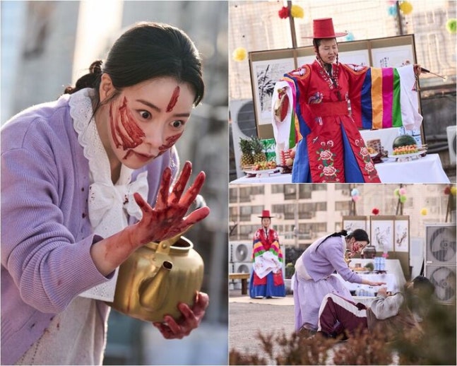 [정보/소식] 멋진신세계) '멋진 신세계' 임지연, 얼굴에 '피칠갑'하고 해맑은 미소…파격적인 액막이굿 현장 공개 | 인스티즈