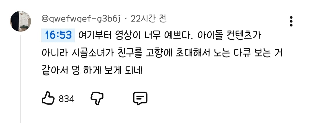 [잡담] 리센느 원이 유튜브 가장 최근 영상 진짜 힐링 되고 좋은데 댓글들도 | 인스티즈