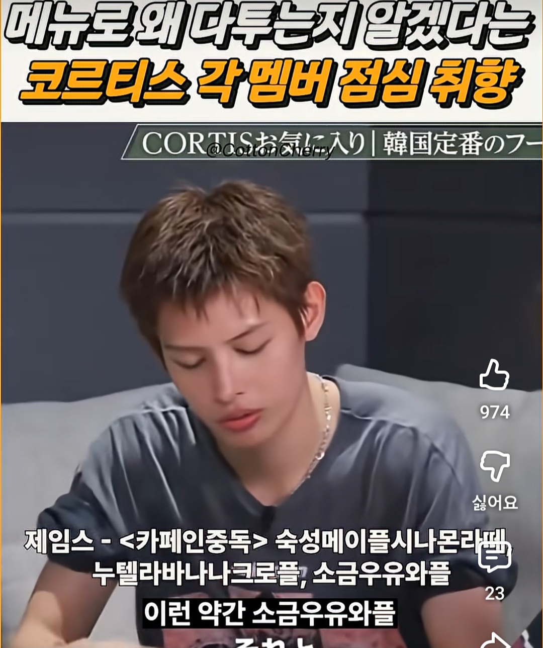 [잡담] 코르티스 점심취향이 약간 걸스나잇 메뉴같음ㅋㅋㅋ | 인스티즈
